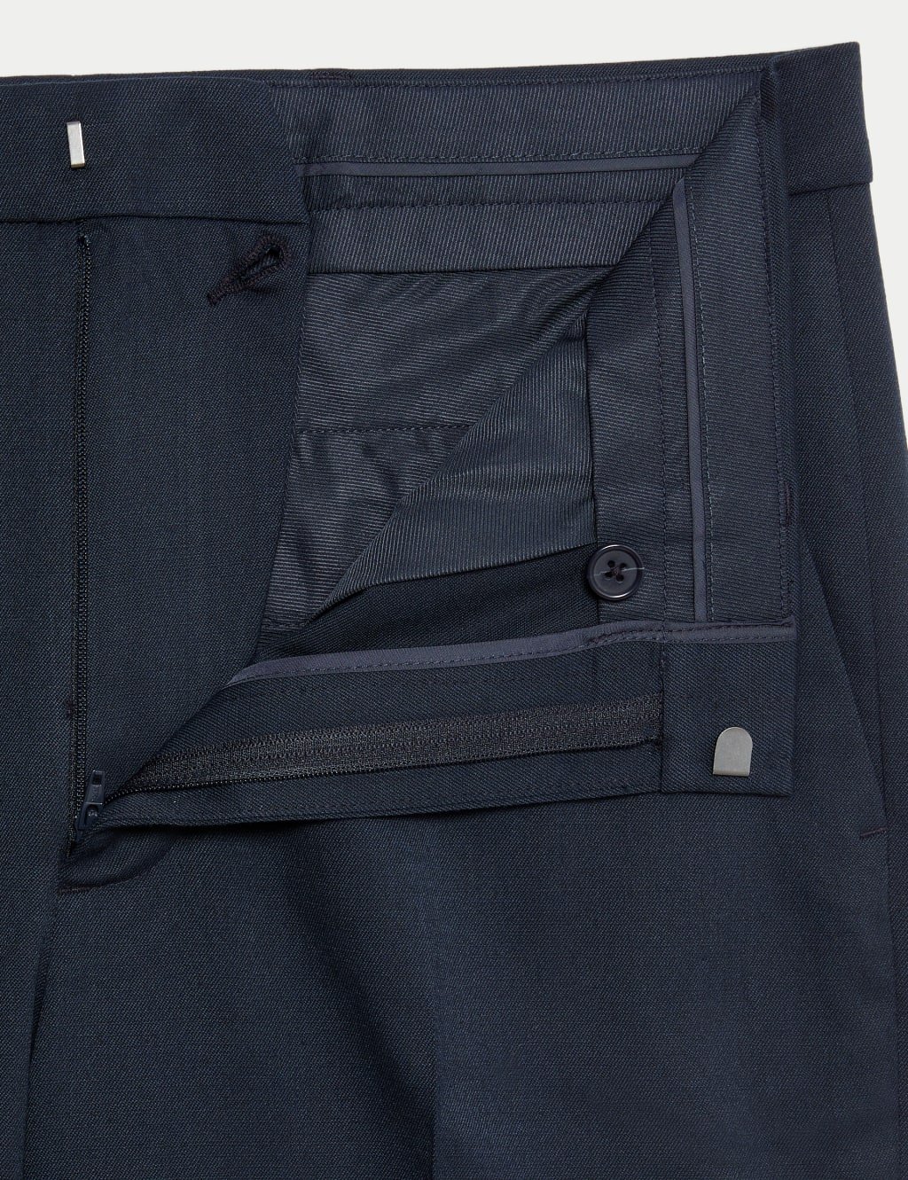 Marks & Spencer M&S Regular Fit Smart Stretch Trousers Dark Navy - 2