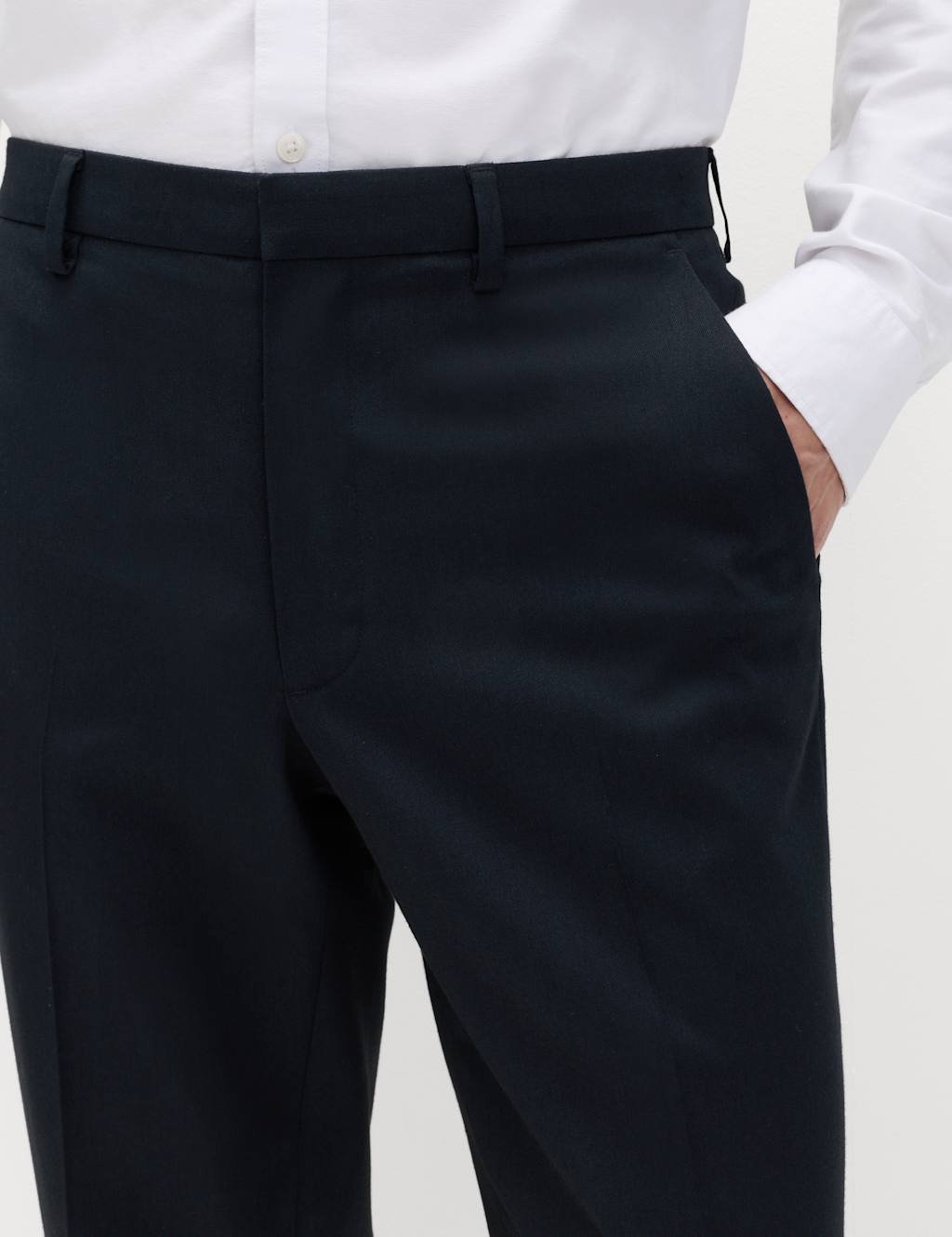Marks & Spencer M&S Regular Fit Smart Stretch Trousers Dark Navy - 3