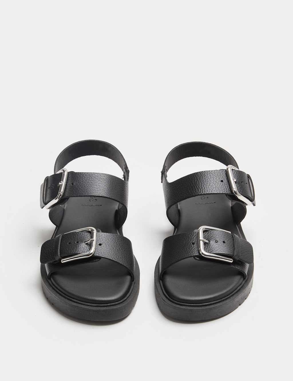 Marks & Spencer M&S Leather Buckle Ankle Strap Flatform Sandals Black