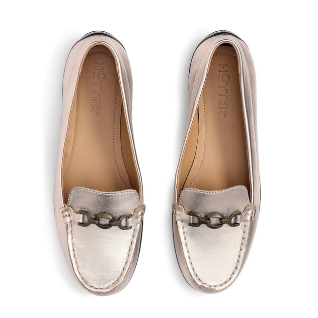 Hotter Hotter Women's 'Dover' Loafers in Metallic Gold - 3