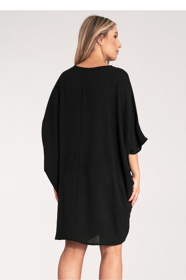 Love Lace Love Lace Women's Loose Asymmetrical Ruched Ring Day Dress in Black - 3