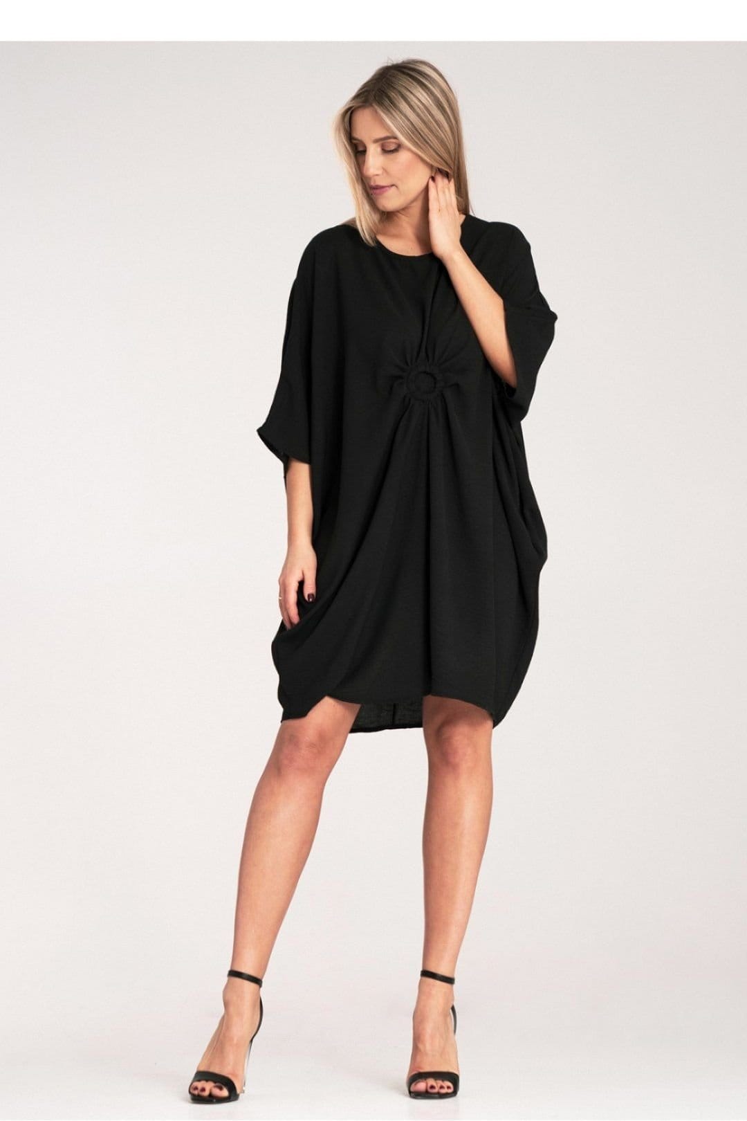 Love Lace Love Lace Women's Loose Asymmetrical Ruched Ring Day Dress in Black - 4