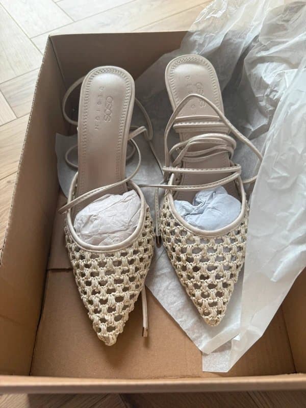 ASOS Cream ASOS Crotchet Net Heels