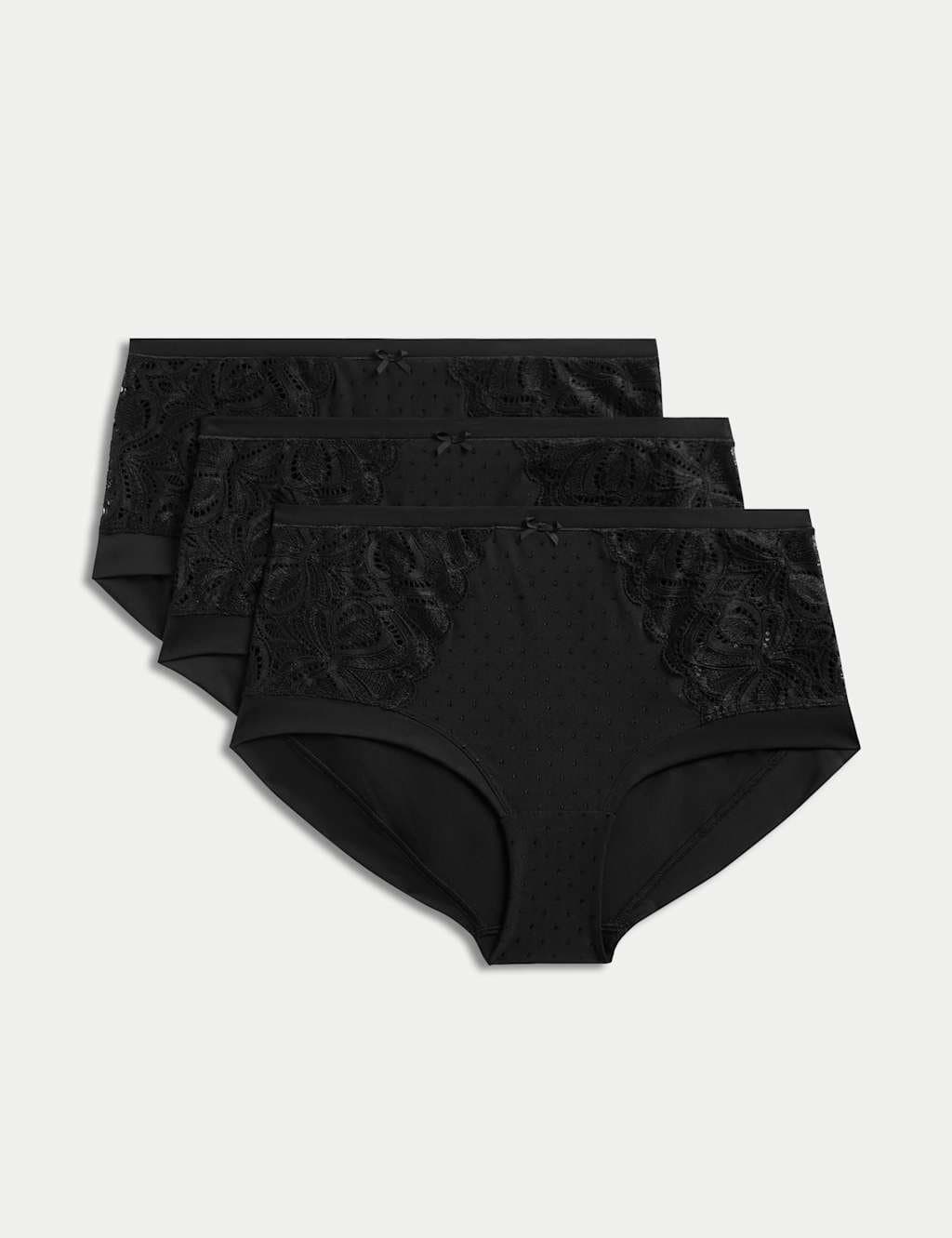 Marks & Spencer M&S 3pk Amelia Lace High Rise Shorts Black
