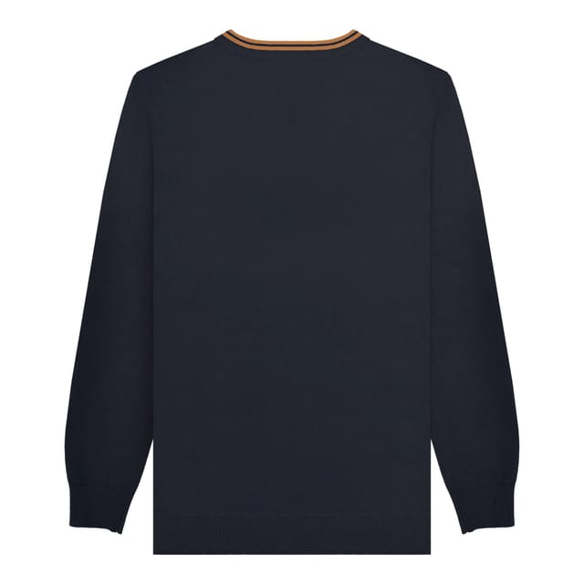 Lambretta Lambretta Men's Knitted Tipped Jumper in Mid Navy - 2
