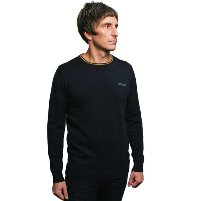Lambretta Lambretta Men's Knitted Tipped Jumper in Mid Navy - 3