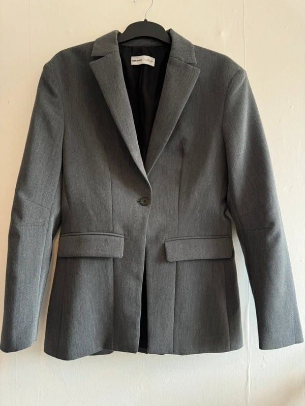 Bershka Grey Fitted Blazer - Size L