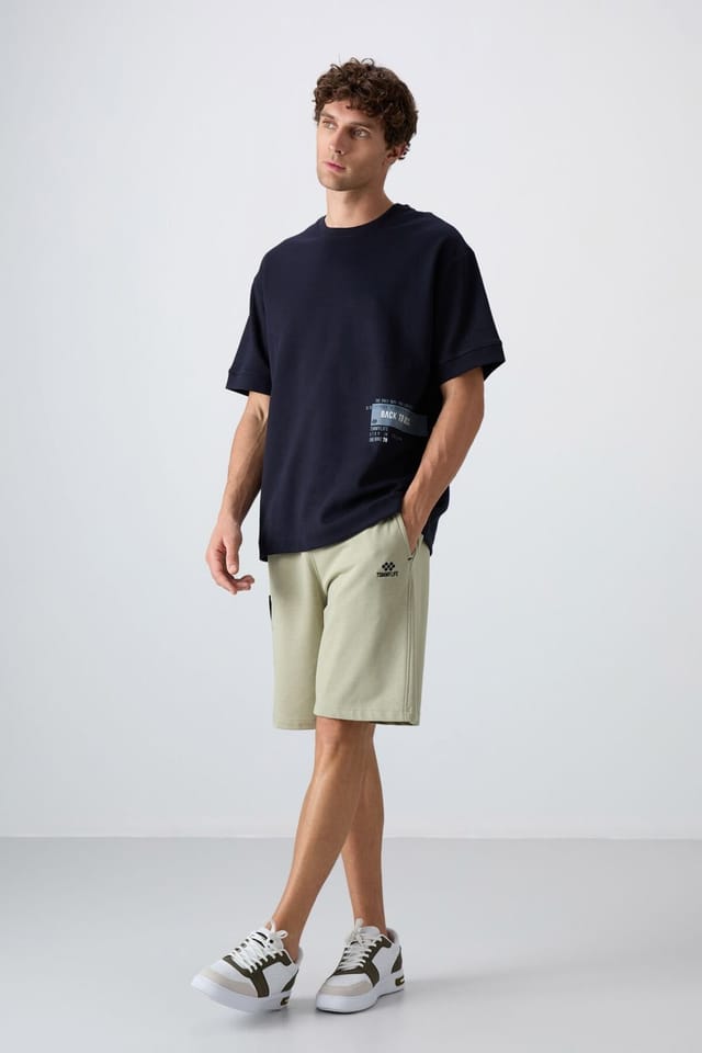 Tommy Life Tommy Life Men's Oversized Cotton-Blend Crew Neck T-Shirt in Navy - 2
