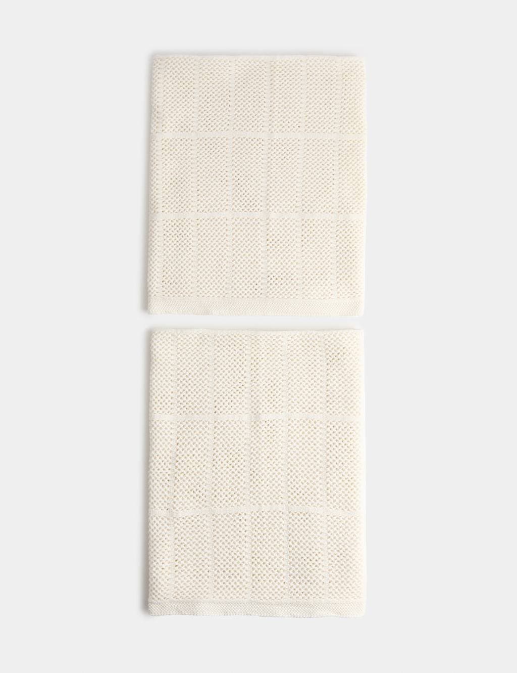 Marks & Spencer M&S 2 Pack Pure Cotton Cellular Shawls White