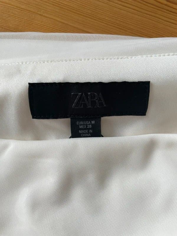Zara Zara cream tulle asymmetric mini dress Size Medium