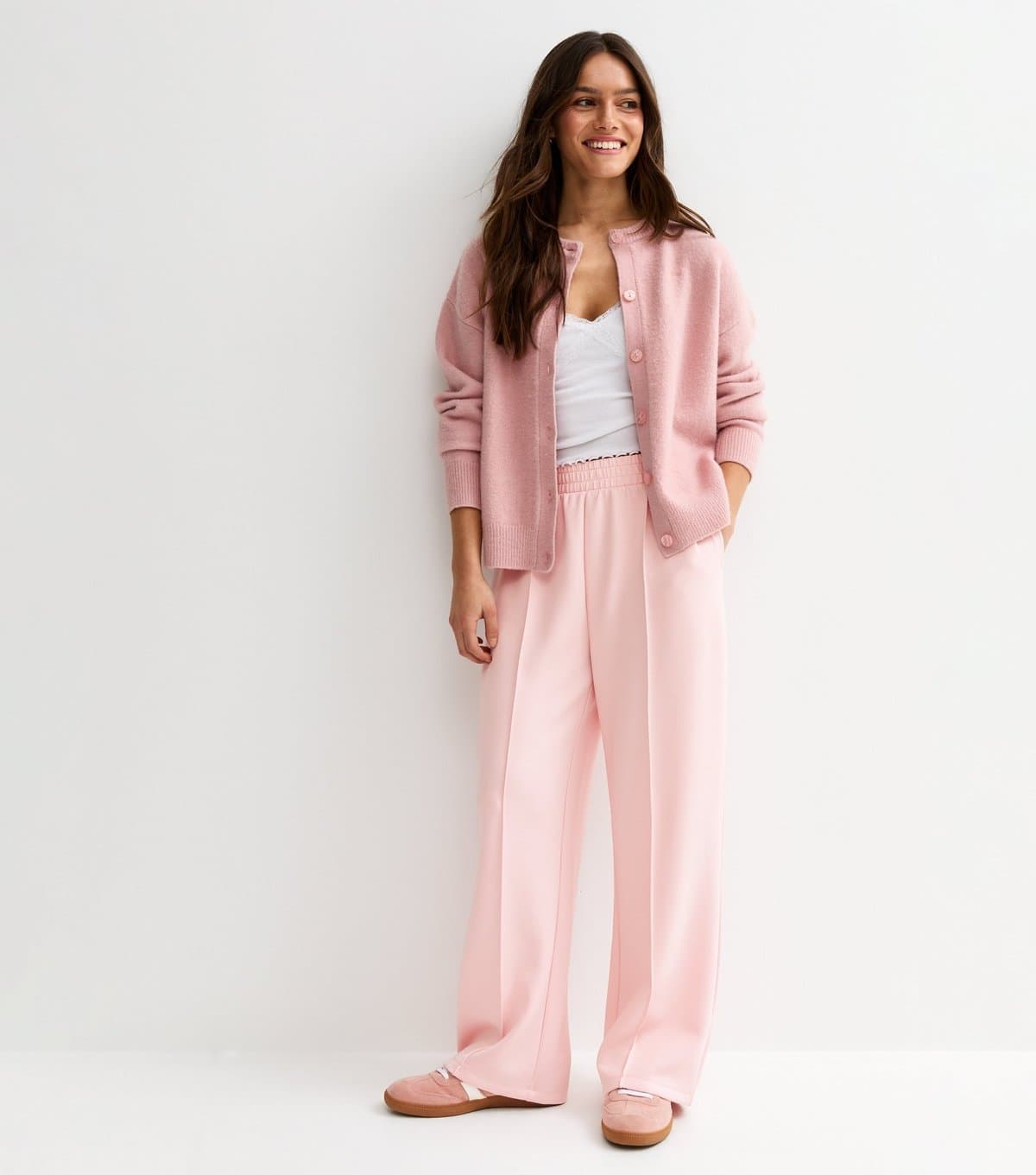 New Look Women's Petite Premium Light Pink Wide Leg Joggers New Look
