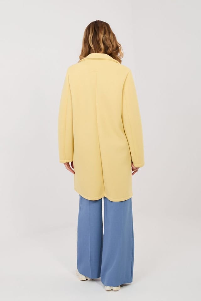 Love Lace Love Lace Women's Paris Classic Slip Pocket Coat with Brooch Style 225004 in Yellow - 3