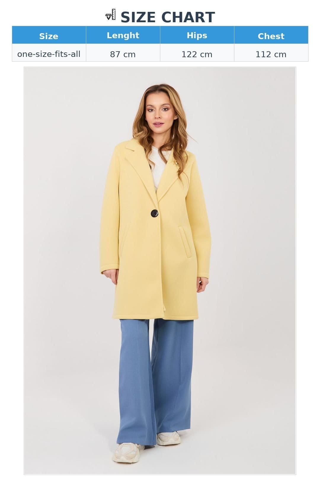 Love Lace Love Lace Women's Paris Classic Slip Pocket Coat with Brooch Style 225004 in Yellow - 4
