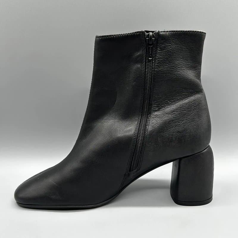 Topshop Topshop Bombay Ankle Boots Leather Round Toe Heels Black Womens Uk 7