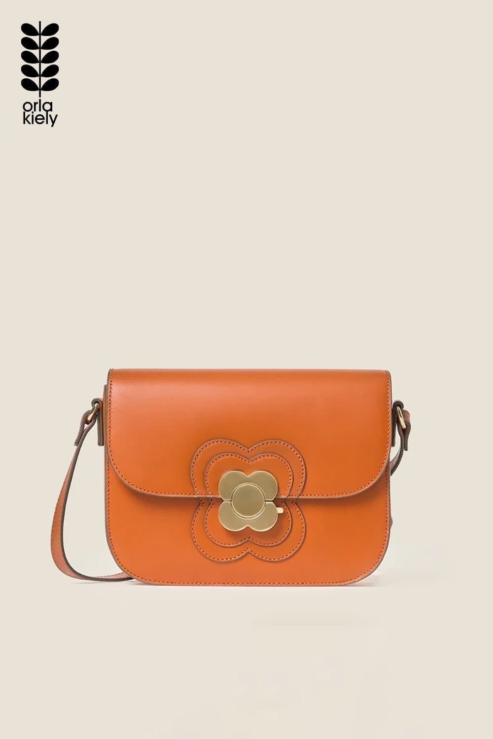 Orla Kiely Orla Kiely Women's Eclipse Leather Crossbody Bag - Orange