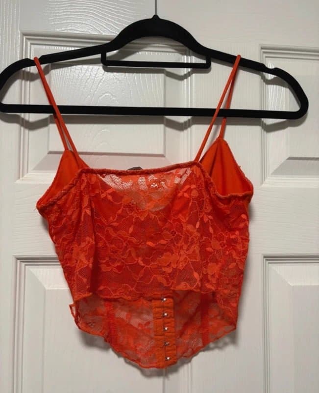 Bershka Orange lace corset top