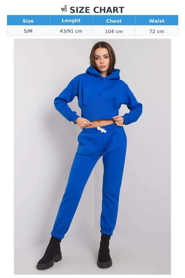 Love Lace Love Lace Women's Hooded Short Sweatshirt & Tie Waist Pants Set in Blue - 3