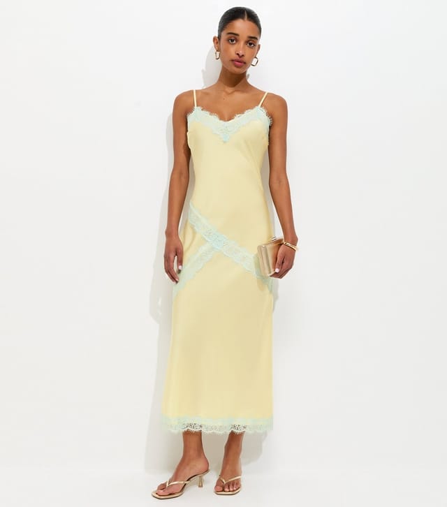 New Look Women's Yellow Contrast Lace Midi Dress New Look - 3