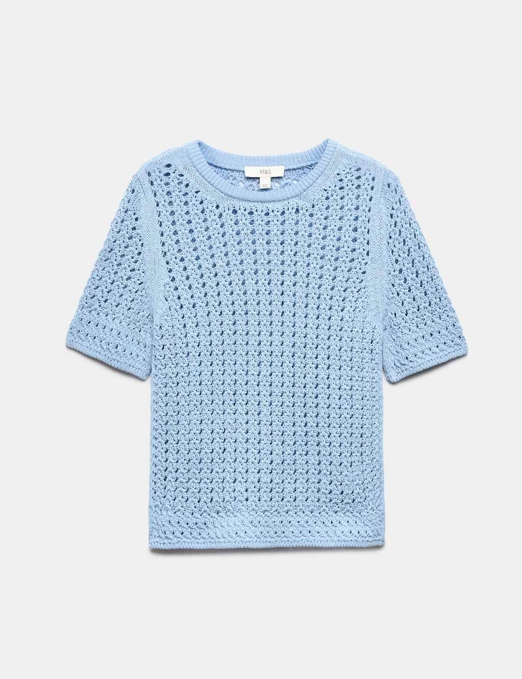 M&S Faded Blue Textured Knit Top