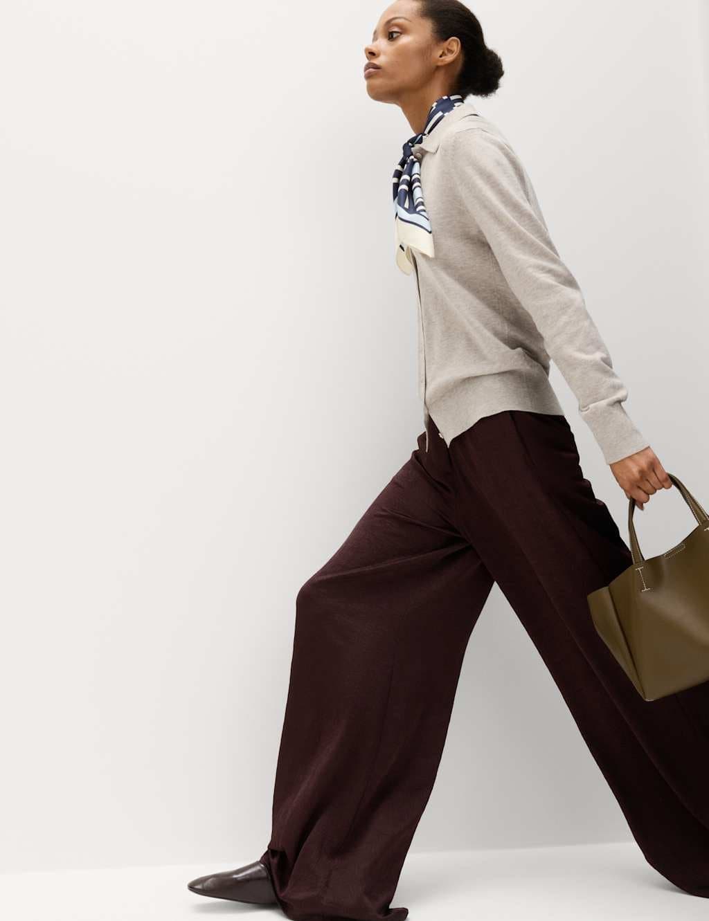 Marks & Spencer M&S Raisin Satin Crinkle Palazzo Trousers