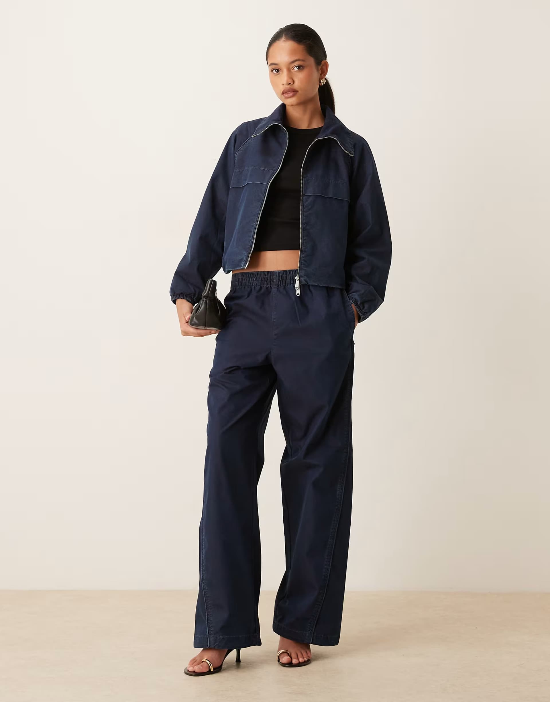 ASOS Calvin Klein Jeans denim nylon jacket and pant co-ord in dark navy