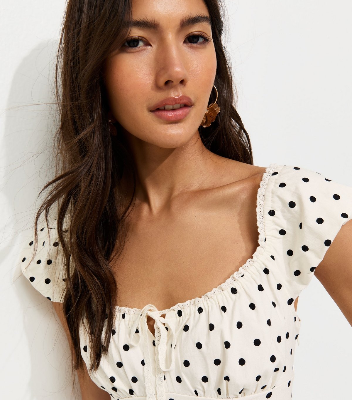 New Look Women's Cream Polka Dot Milkmaid Midi Dress New Look - 2