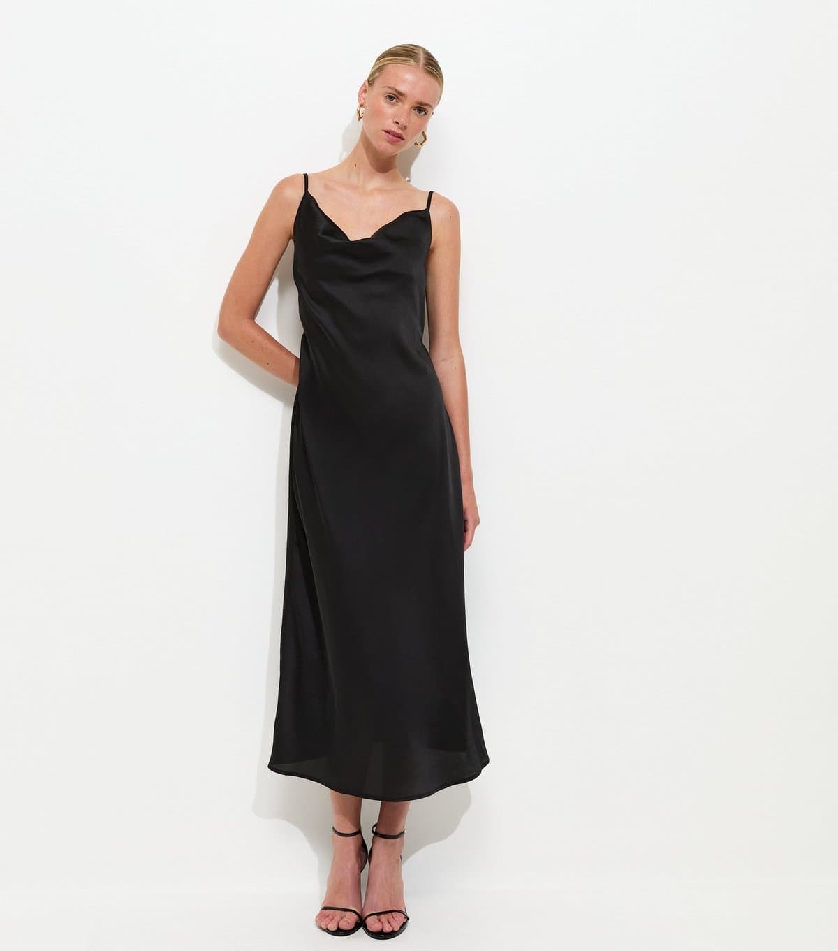 New Look Women's Black Satin Slip Dress New Look