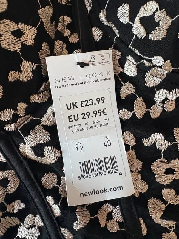 New Look Embroidered Animal Print Bodysuit | BNWT