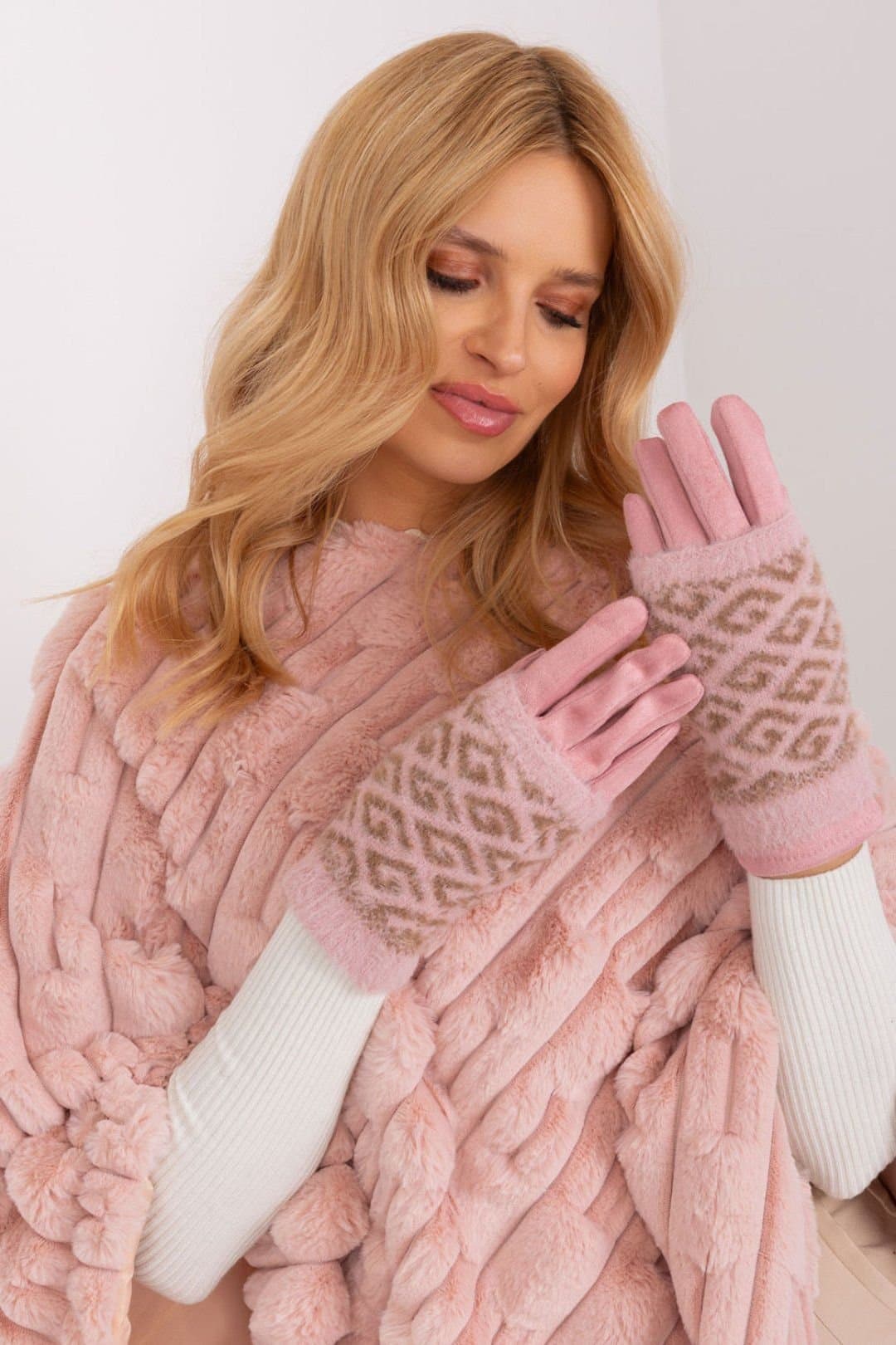 Love Lace Love Lace Women's Touchscreen Insulated Smooth Gloves With Removable Knit Lining Flower in Pink