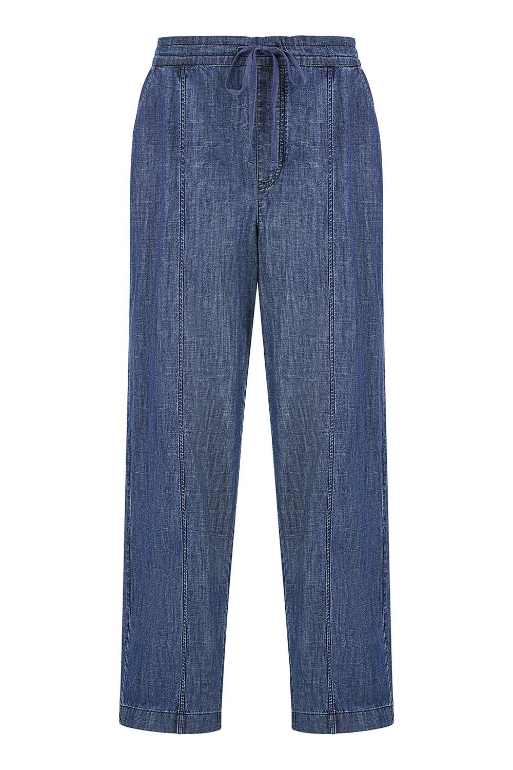 Yumi Yumi Women's Blue Chambray Relaxed Fit Wide Leg Trousers - 3