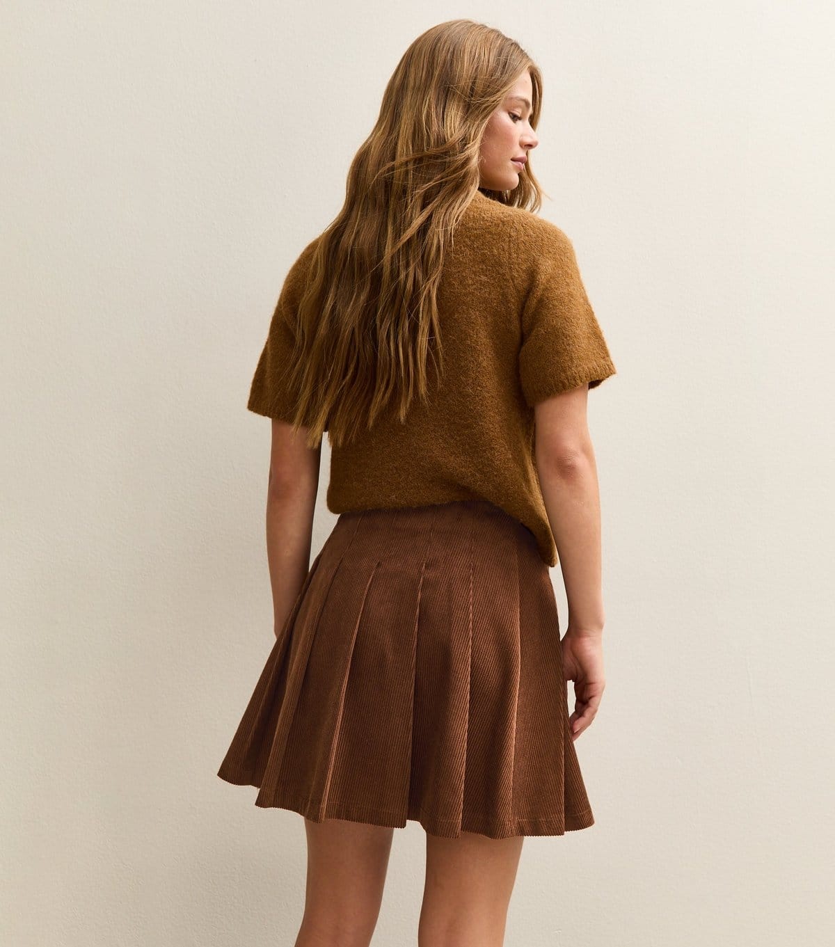 New Look Women's Brown Corduroy Pleated Buckle Mini Skirt New Look - 4
