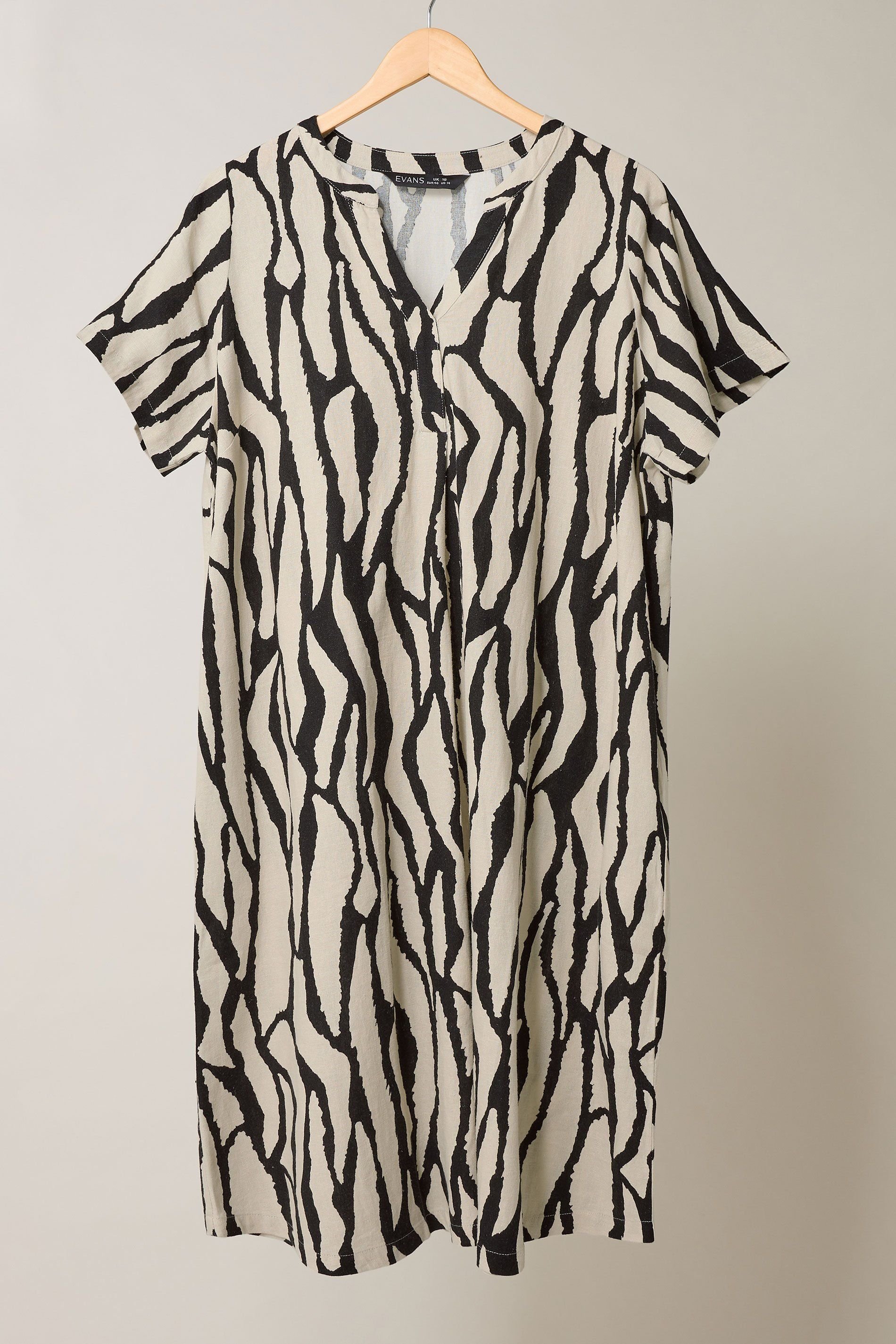 Evans Evans Women's Abstract Premium Linen Dress in Natural - 2