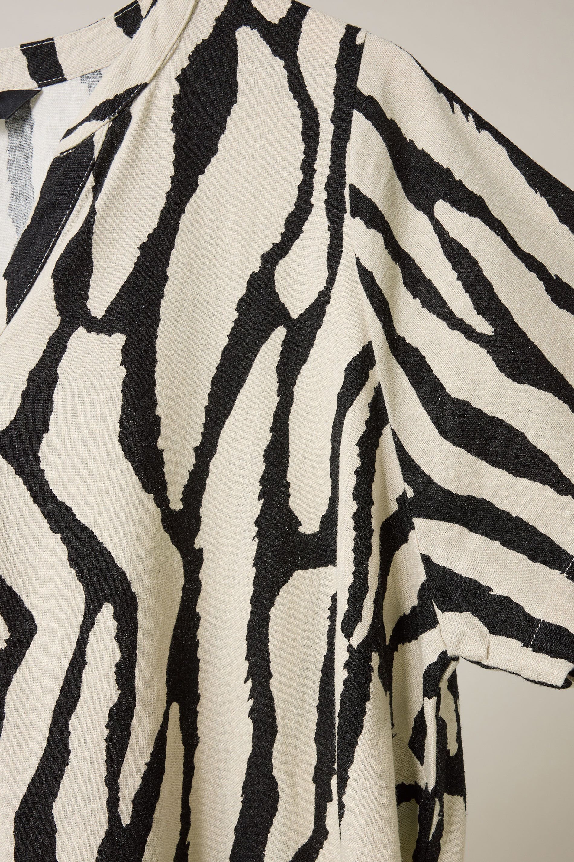 Evans Evans Women's Abstract Premium Linen Dress in Natural - 3