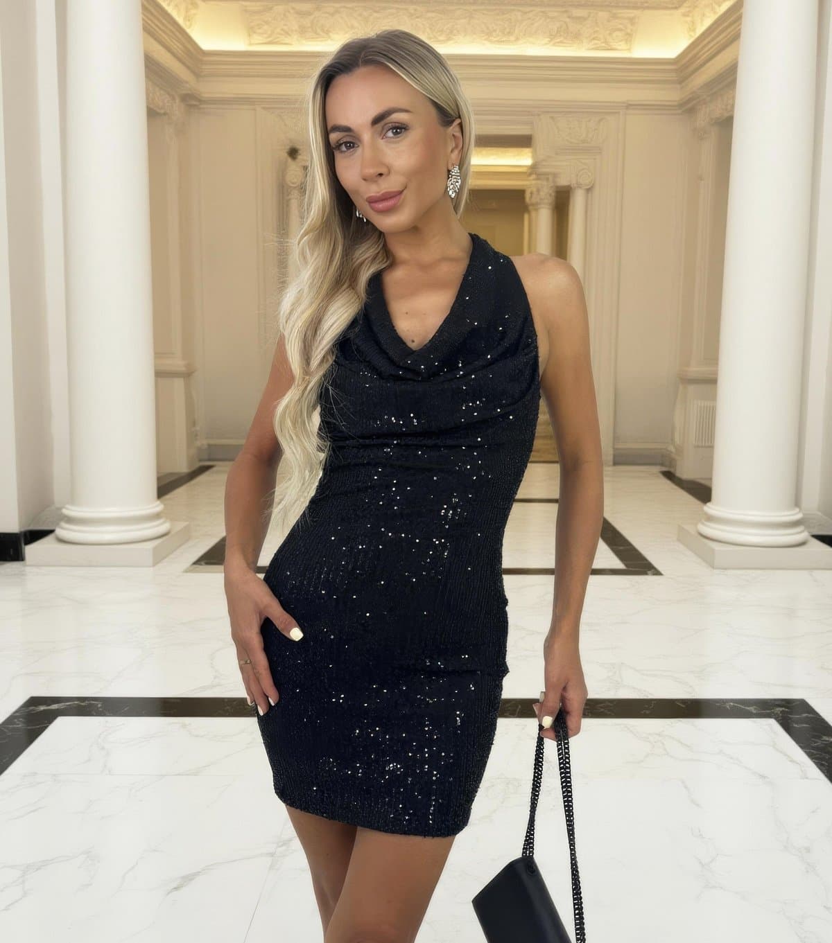 AX Paris Women's Black Cowl Neck Slip Mini Dress AX Paris New Look