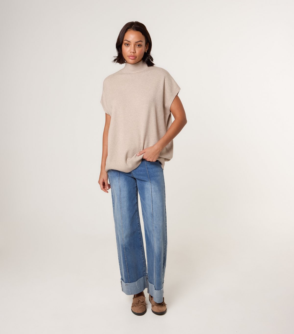 Blue Vanilla Women's Light Brown High Neck Knit Top Blue Vanilla New Look - 2