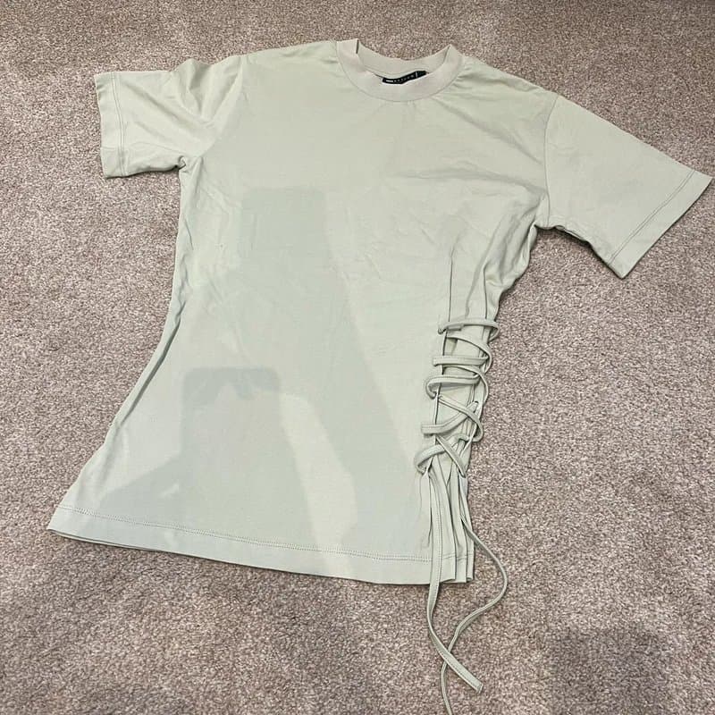 ASOS ASOS Sage Green Ruched Tie Side T-Shirt  Size S