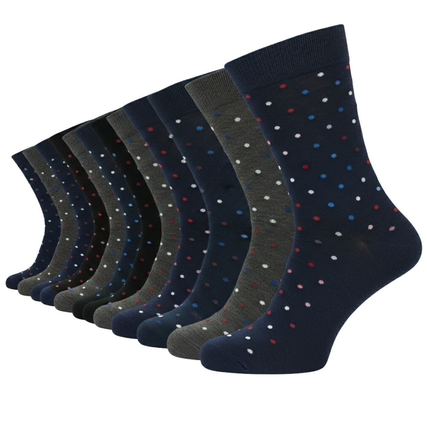 Britwear Britwear Men's 12 x Cotton Blend Dot Design Pattern Socks