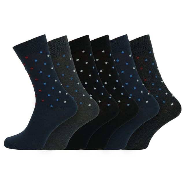 Britwear Britwear Men's 12 x Cotton Blend Dot Design Pattern Socks - 3
