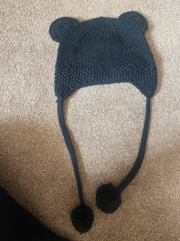 New Look Black knitted hat with ears one size