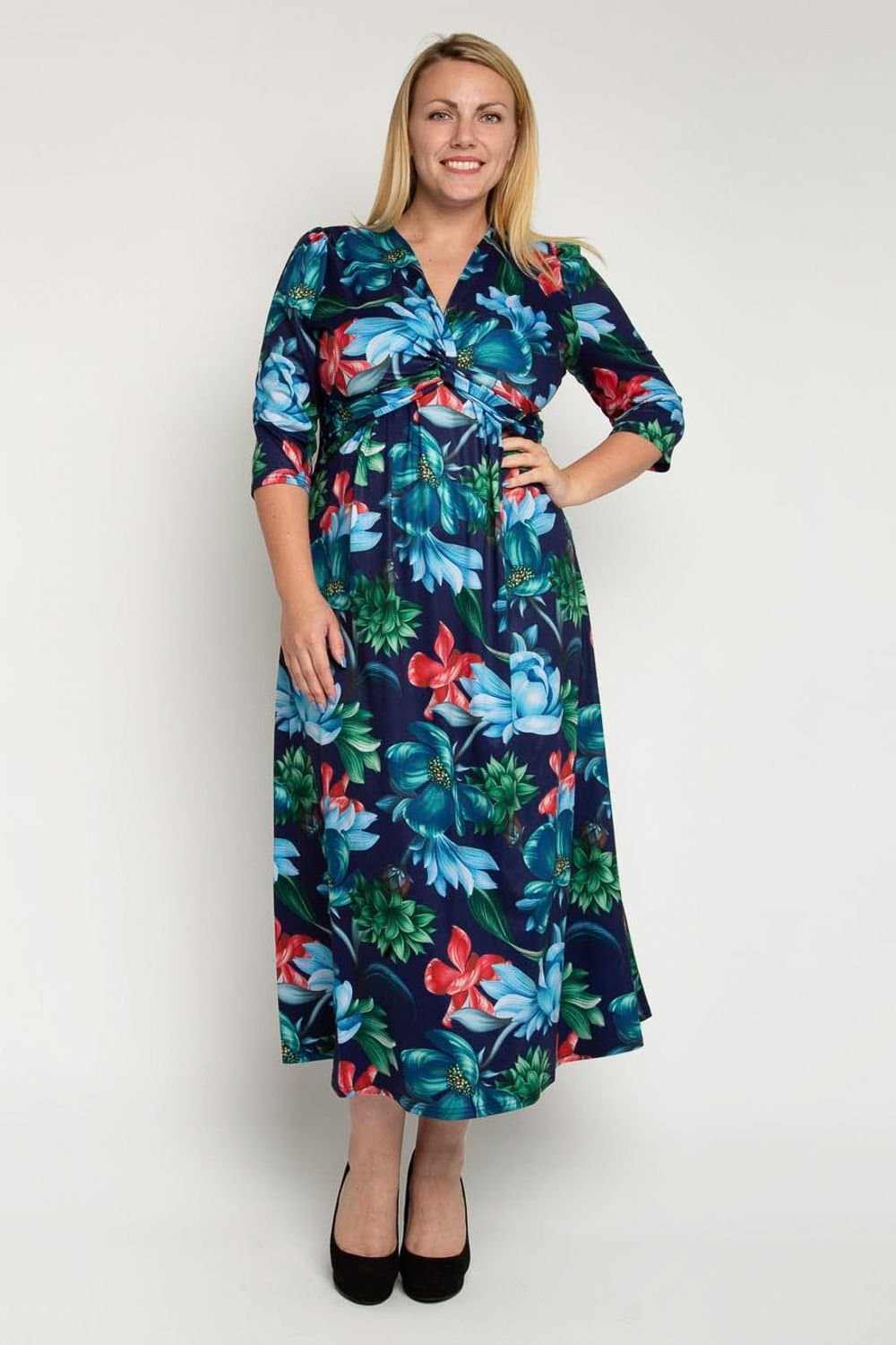 Jolie Moi Jolie Moi Women's Twist Front Maxi Jersey Dress