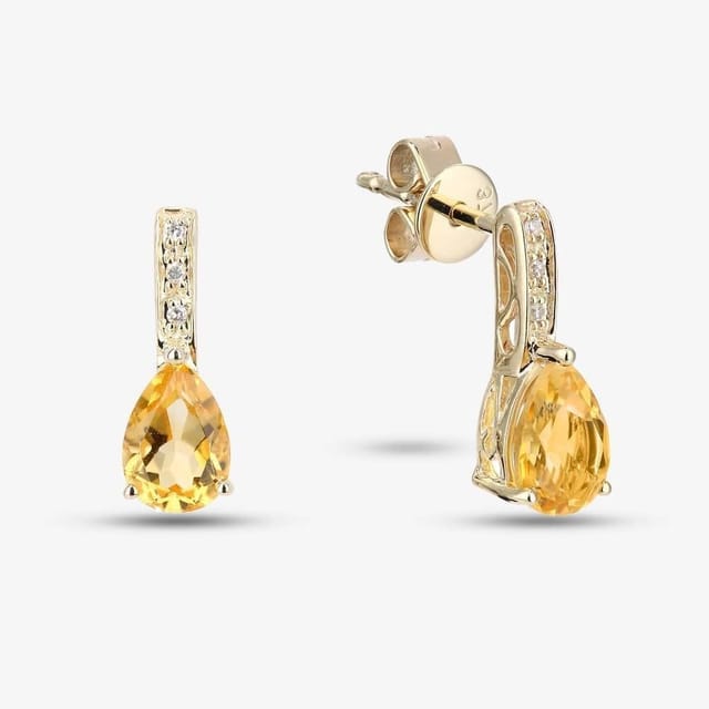 T.H.Baker T.H.Baker Women's 9ct Yellow Gold Cushion Cut Citrine & Diamond Set Pendant Necklace DP1600Yct - 3
