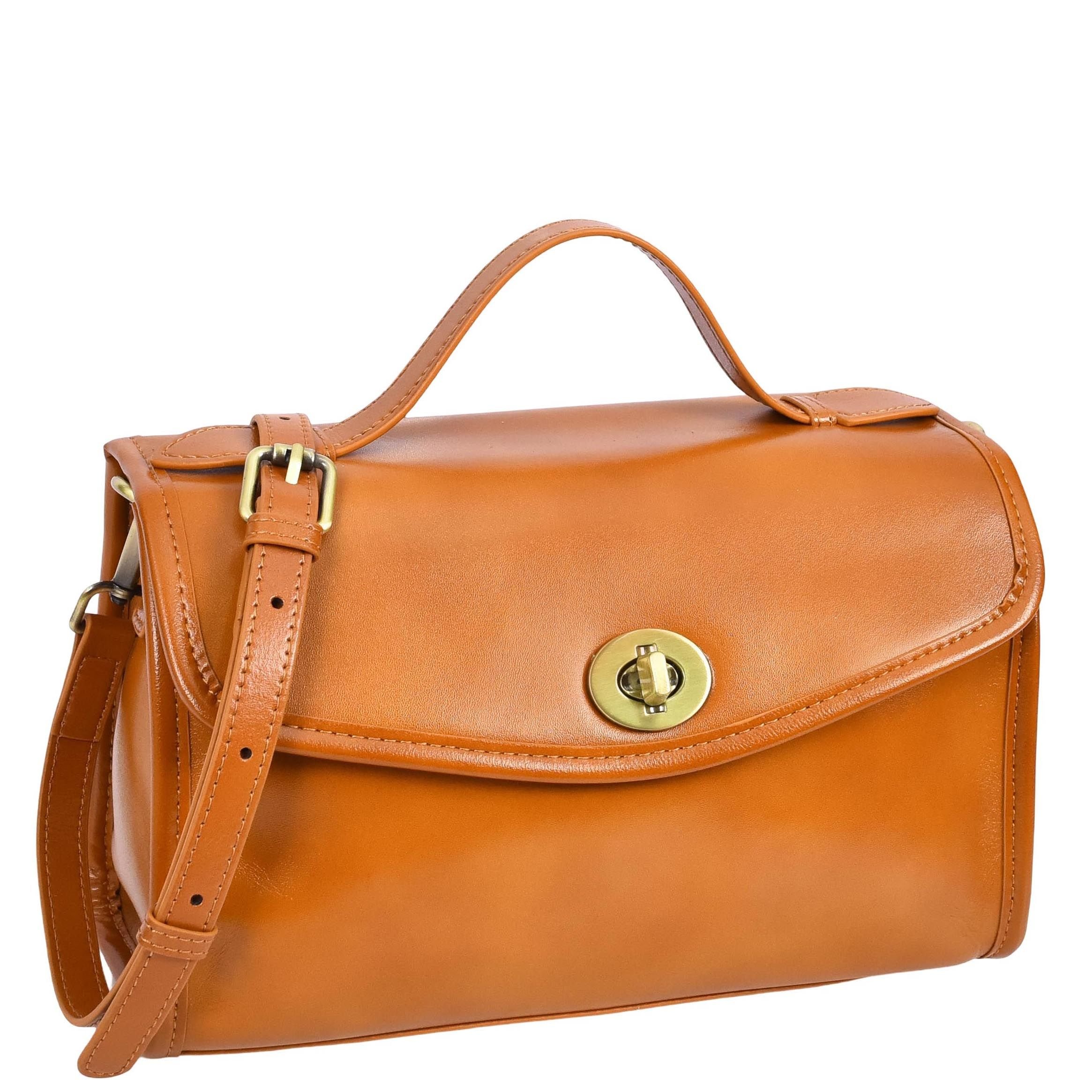 House of Leather House of Leather Women's Womens Real Leather Handbag Small Cross Body Shoulder Bag Havana Red in Light Tan - 3