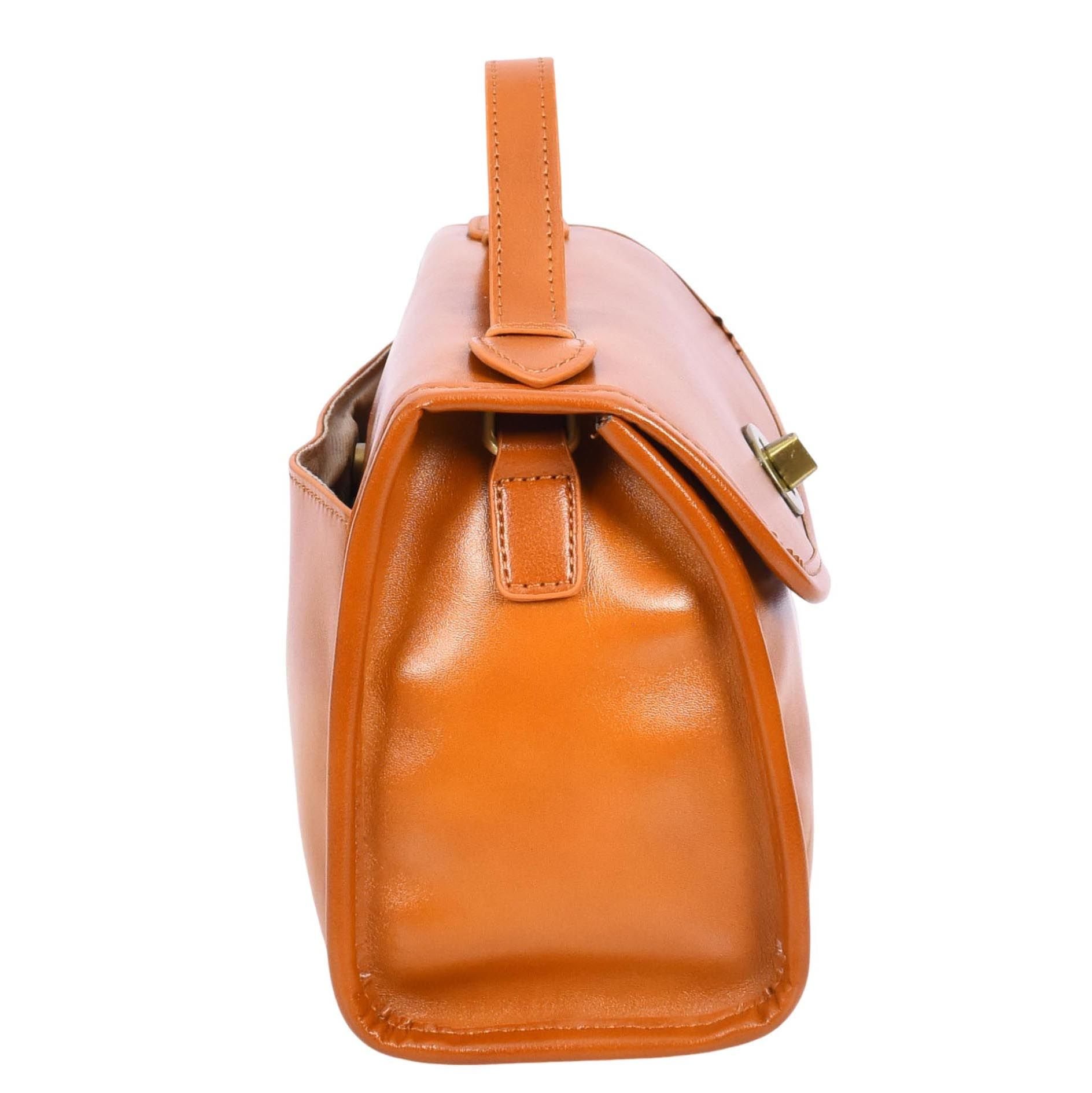 House of Leather House of Leather Women's Womens Real Leather Handbag Small Cross Body Shoulder Bag Havana Red in Light Tan - 4