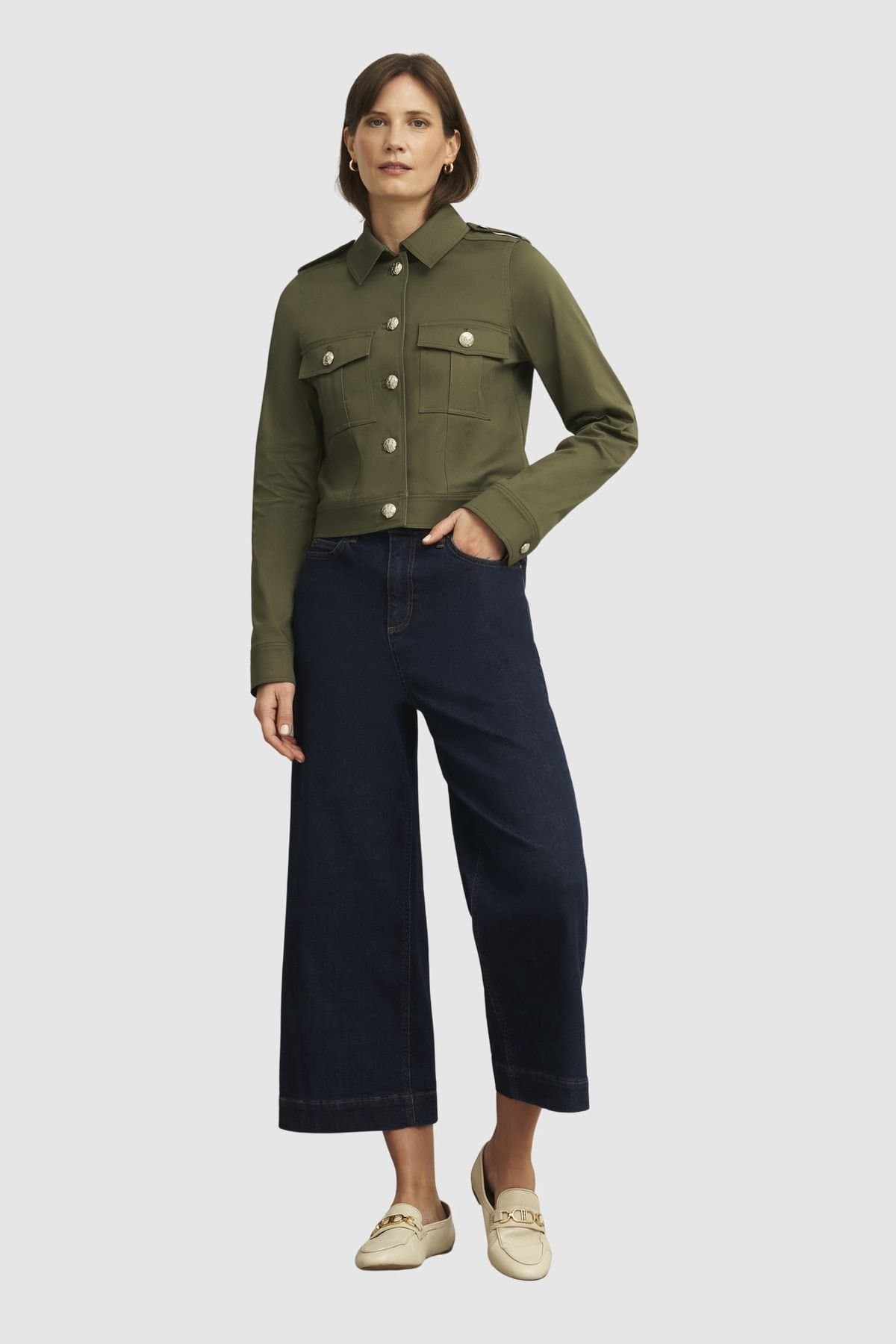 Hobbs London Hobbs London Olive Military Cropped Jacket