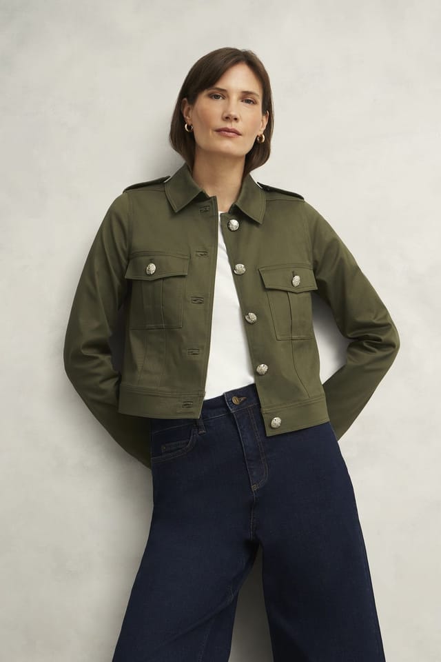 Hobbs London Hobbs London Women's Kathie Military Cropped Jacket in Olive - 3