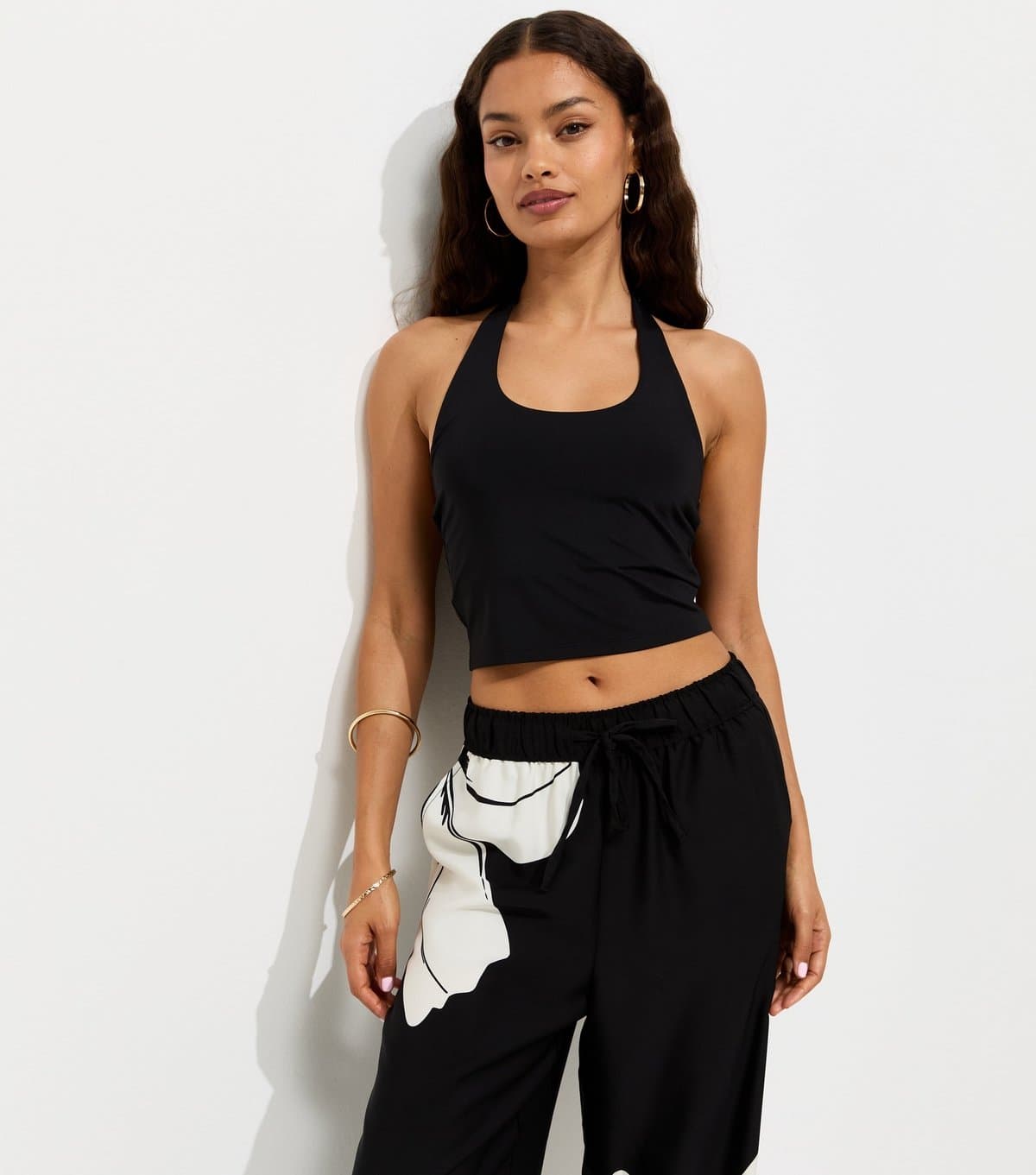 New Look Women's Petite Black Jersey Halter Neck Top New Look
