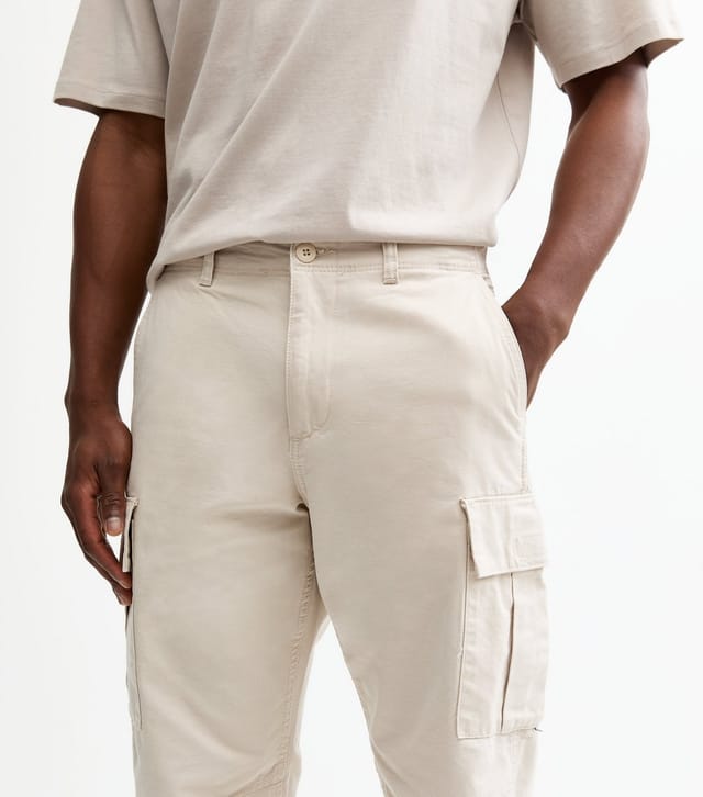 jack & jones Men's Cream Slim Fit Cargo Trousers Jack & Jones New Look - 2