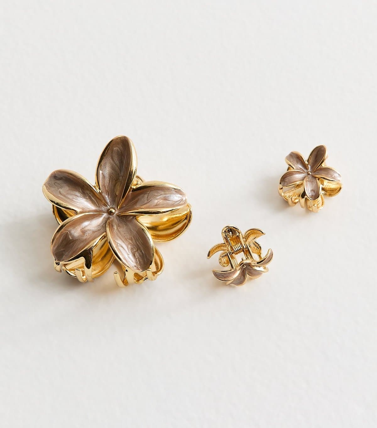 New Look Pack Of 3 Brown Floral Hair Clips New Look