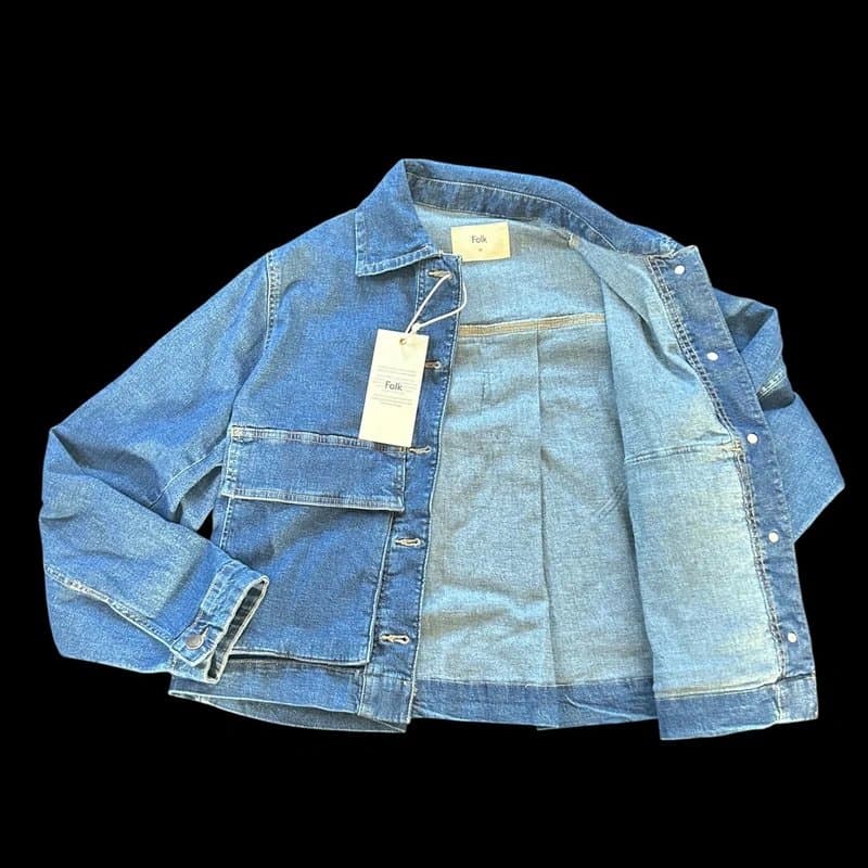 Folk Folk mid wash denim Blake jacket with piete on back Summer