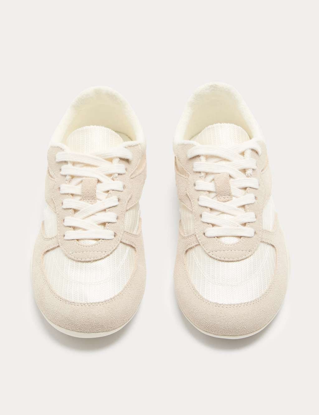 Marks & Spencer M&S Leather Mix Side Detail Retro Runner Trainers White - 1